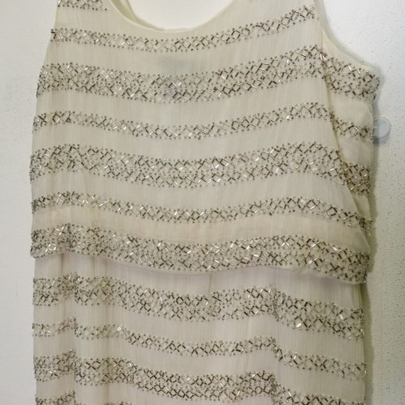 Aqua Dress Medium‎ Mini White Sequins Party Tank Blouson Sparkle 90s Retro - Picture 2 of 8